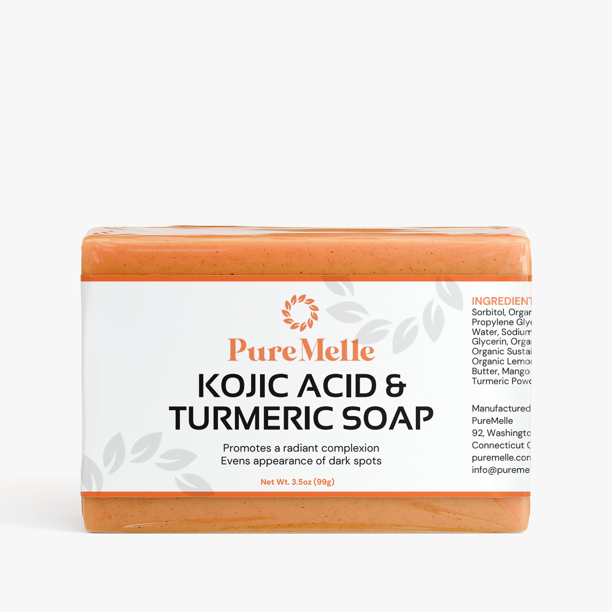 PureMelle Kojic Acid & Turmeric Soap 3.5oz – Gentle Cleanser & Skin Brightening